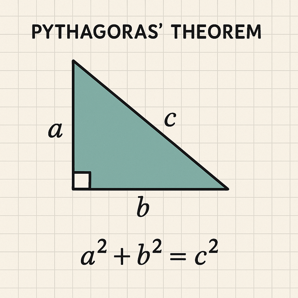 Rechthoekige driehoek met zijden a, b en c (hypotenusa)